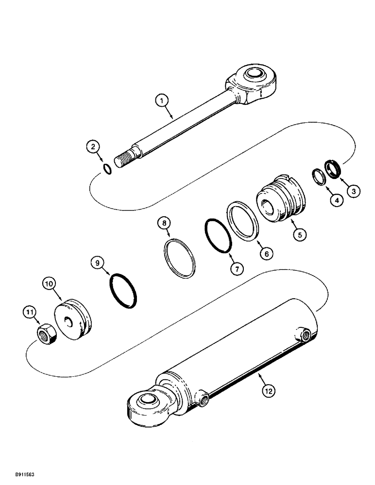 Схема запчастей Case 860 - (8-110) - PLOW BLADE STEERING CYLINDER ASSEMBLY - H674932 (08) - HYDRAULICS