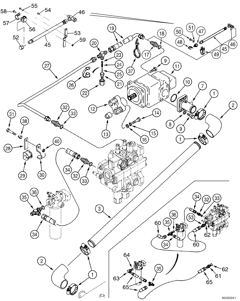 Схема запчастей Case 580M - (08-01) - HYDRAULICS - PUMP, FILTER AND LOADER VALVE (08) - HYDRAULICS