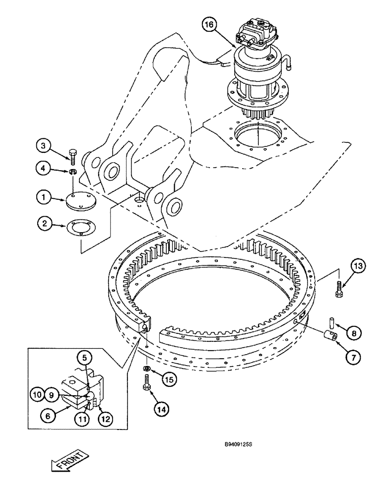 Схема запчастей Case 9045B - (9-002) - TURNTABLE BEARING (09) - CHASSIS