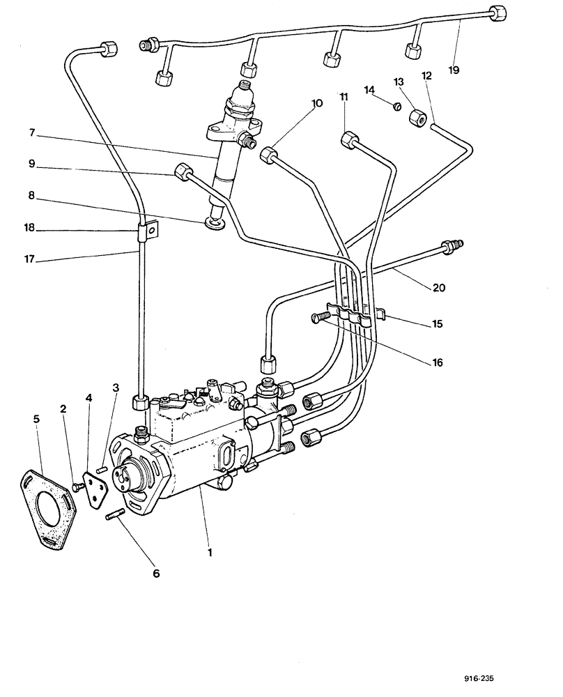 Схема запчастей Case 580F - (024) - ENGINE, INJECTION PUMP, INJECTORS AND PIPES (10) - ENGINE