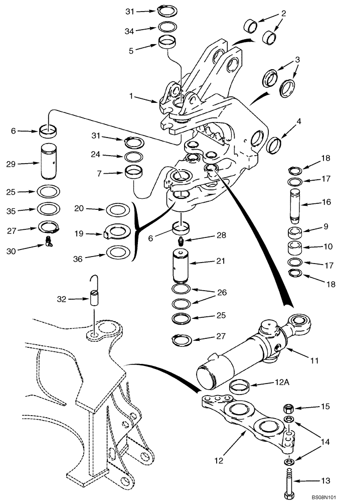 Схема запчастей Case 580M - (09-23) - BACKHOE - SWING TOWER AND SWING CYLINDERS (09) - CHASSIS/ATTACHMENTS