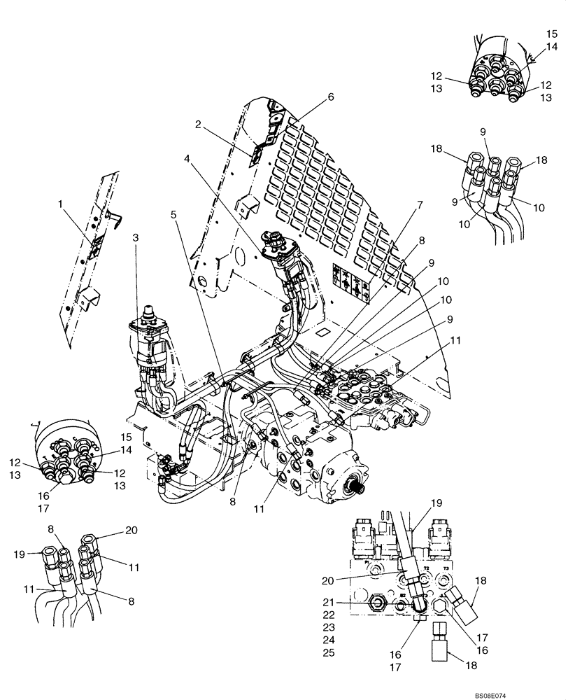 Схема запчастей Case 420CT - (06-03) - JOYSTICK CONTROL PLUMBING - ISO PATTERN (420CT WITH PILOT CONTROL) (06) - POWER TRAIN