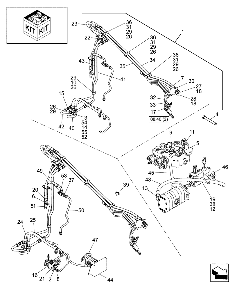 Схема запчастей Case 410 - (08.40[1]) - KIT, HIGH FLOW BI-DIRECTIONAL GEAR (08) - HYDRAULICS