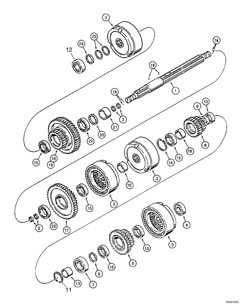 Схема запчастей Case 1150H_IND - (06-07) - TRANSMISSION - CLUTCH SHAFTS (06) - POWER TRAIN