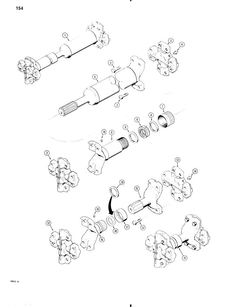 Схема запчастей Case W11 - (154) - REAR AND MIDDLE DRIVE SHAFTS (06) - POWER TRAIN