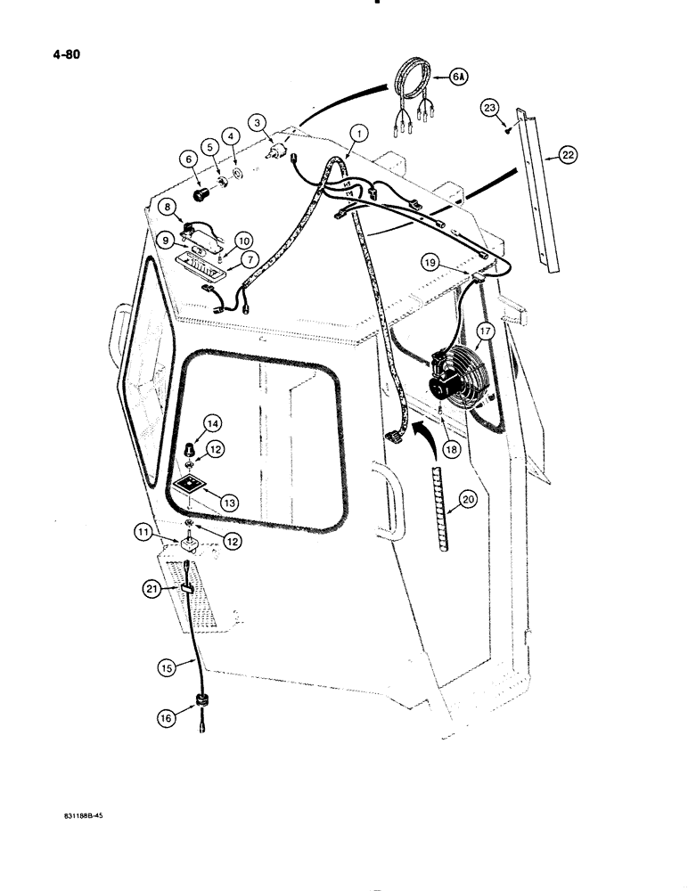 Схема запчастей Case W11B - (4-080) - ELECTRICAL SYSTEM, OPERATORS COMPARTMENT (04) - ELECTRICAL SYSTEMS