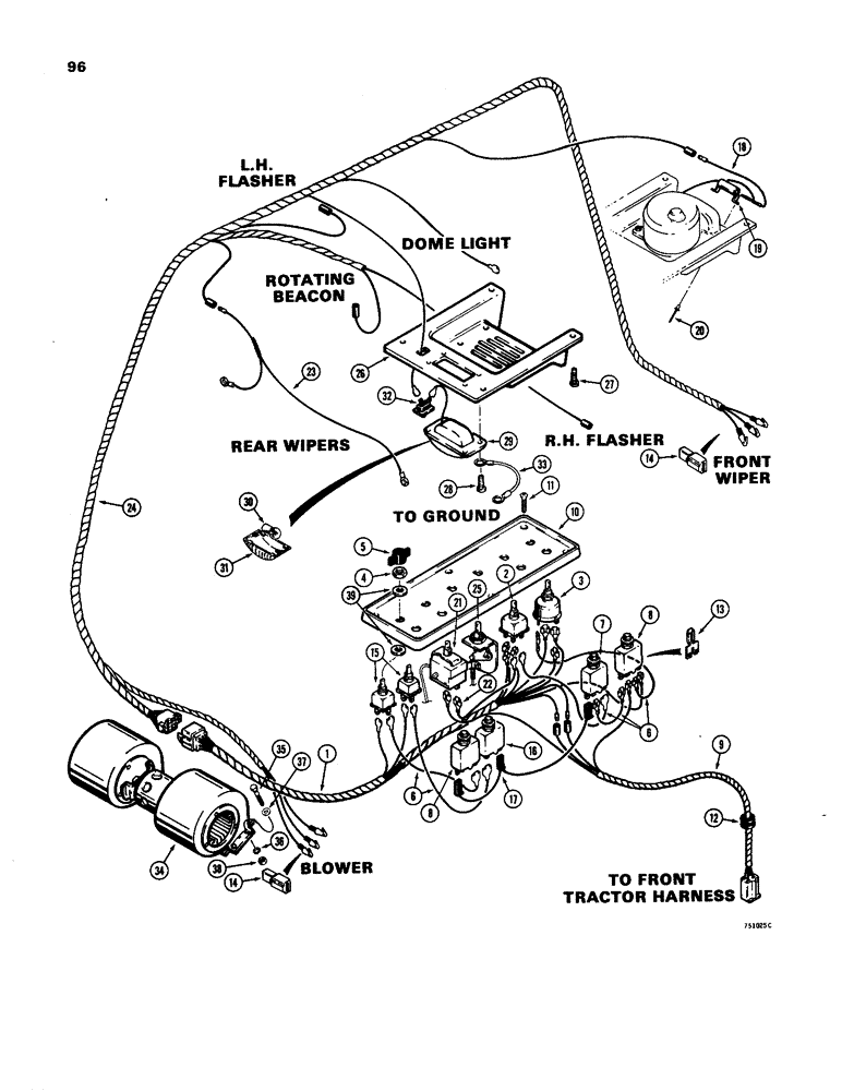 Схема запчастей Case W24B - (096) - ELECTRICAL SYSTEM, OPERATORS COMPARTMENT (04) - ELECTRICAL SYSTEMS