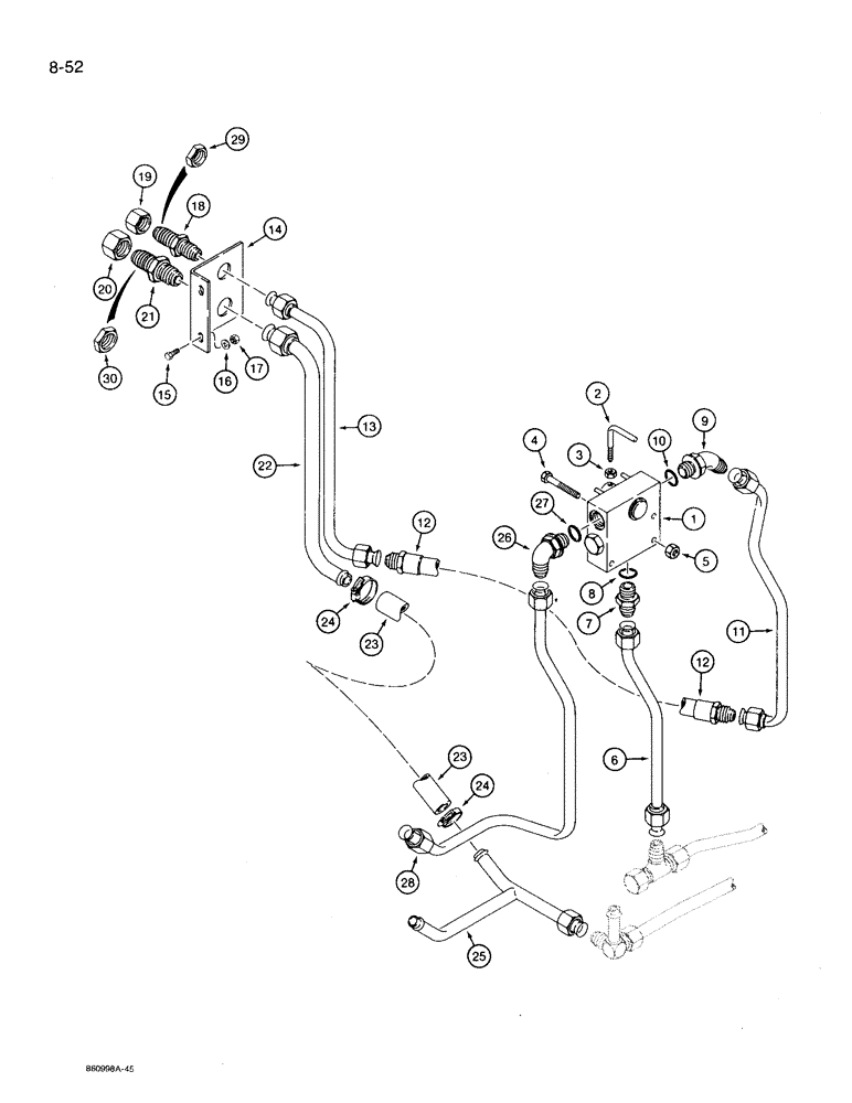 Схема запчастей Case 360 - (8-52) - REAR ATTACHMENT AUXILIARY HYDRAULIC CIRCUIT (08) - HYDRAULICS