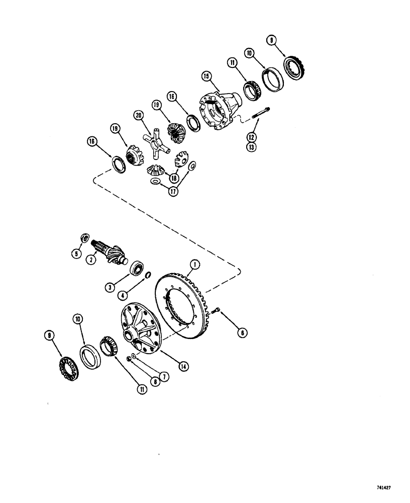 Схема запчастей Case W20 - (164) - L36107 DIFFERENTIAL ASSEMBLY ROCKWELL STANDARD A46-3200-Z-780/5.29 (06) - POWER TRAIN