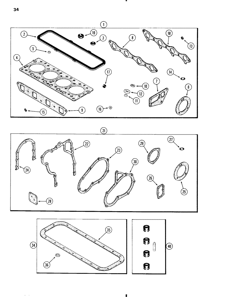 Схема запчастей Case W11 - (034) - ENGINE GASKET KITS, 207 DIESEL ENGINE, VALVE GRIND KIT (02) - ENGINE