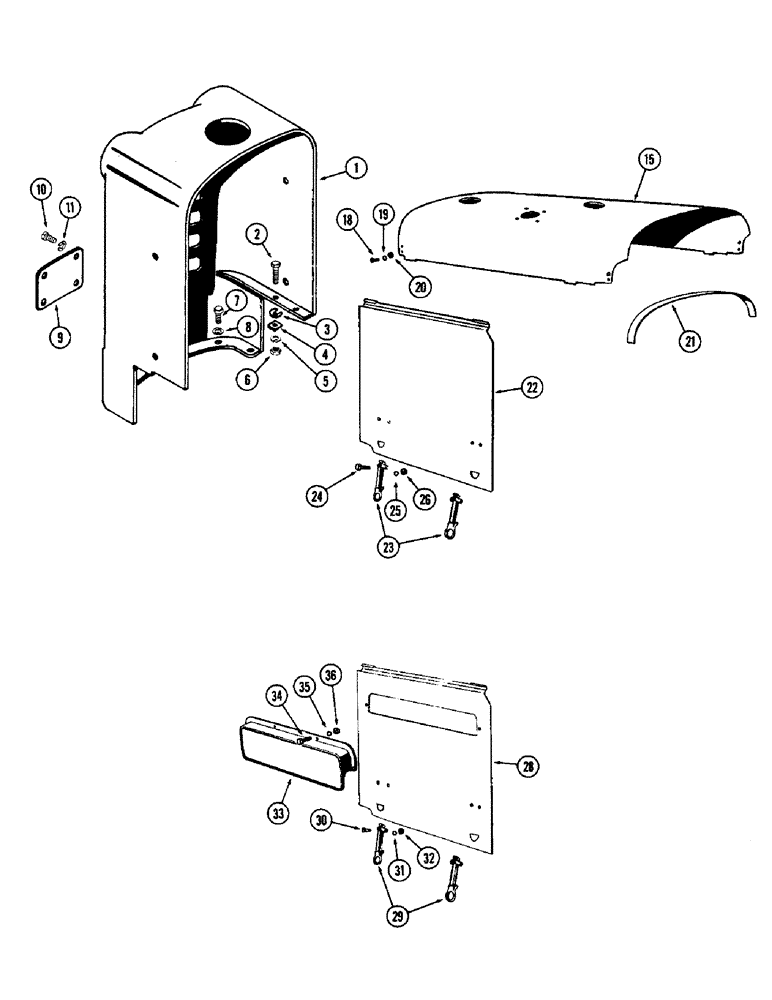 Схема запчастей Case W5 - (102) - GRILLE - HOOD AND SIDE PANELS (09) - CHASSIS