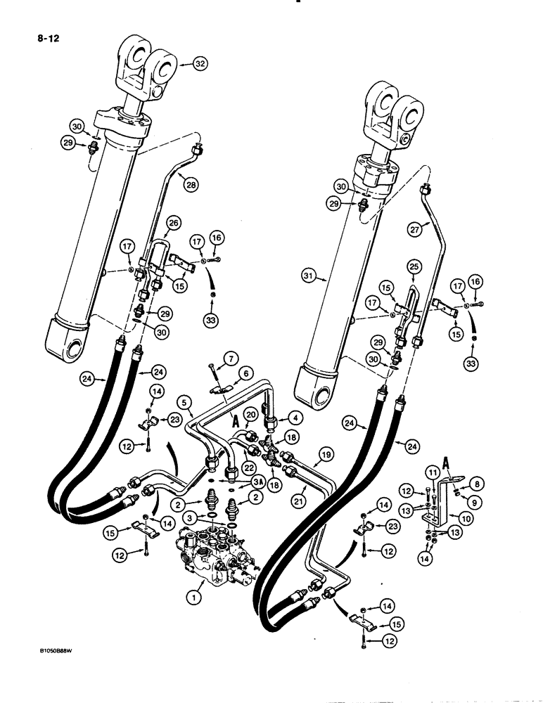 Схема запчастей Case 621 - (8-12) - HYDRAULIC CIRCUIT, LOADER LIFT (08) - HYDRAULICS