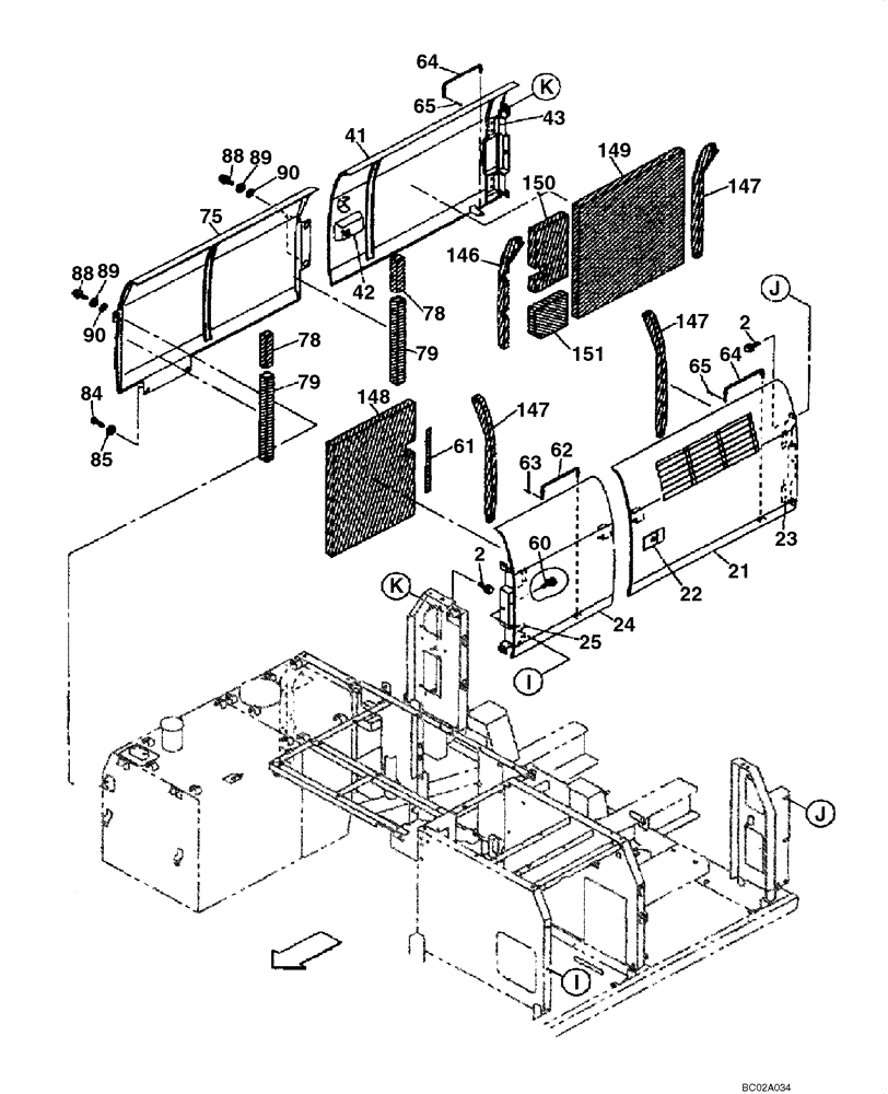 Схема запчастей Case CX290 - (09-06) - ACCESS DOOR - INSULATION (09) - CHASSIS