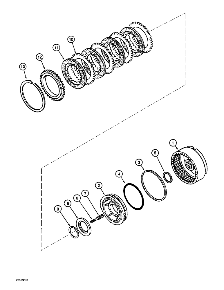 Схема запчастей Case 1155E - (6-20) - TRANSMISSION CLUTCHES (06) - POWER TRAIN