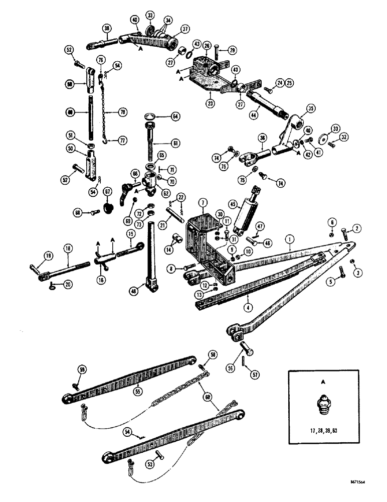 Схема запчастей Case 310G - (246) - THREE POINT HITCH (05) - UPPERSTRUCTURE CHASSIS