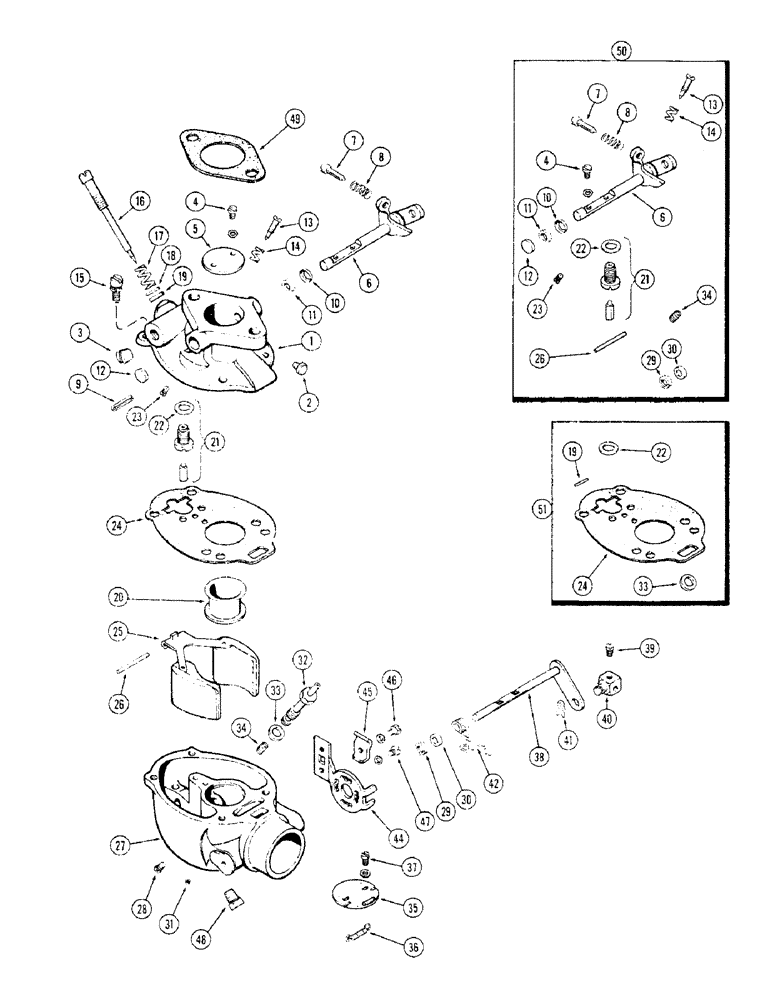 Схема запчастей Case 310G - (023A) - A38241 CARBURETOR, (148B) SPARK IGNITION ENGINE (02) - FUEL SYSTEM