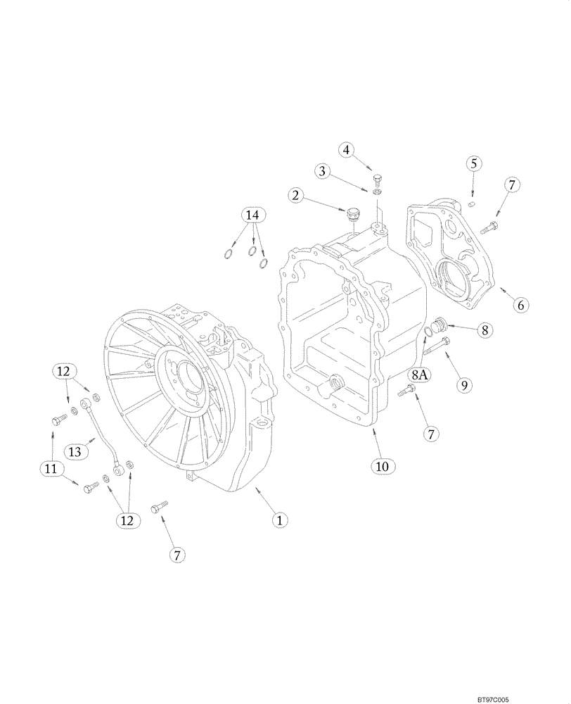 Схема запчастей Case 588G - (06-29) - TRANSMISSION ASSY (130786A2, A3) (2WD) - HOUSING (06) - POWER TRAIN