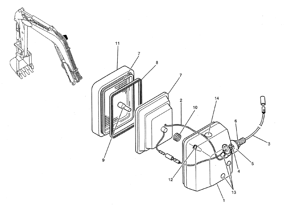 Схема запчастей Case CX27B PV13 - (01-061) - LIGHT ASSY, P/N PM80S00008F1 (05) - SUPERSTRUCTURE