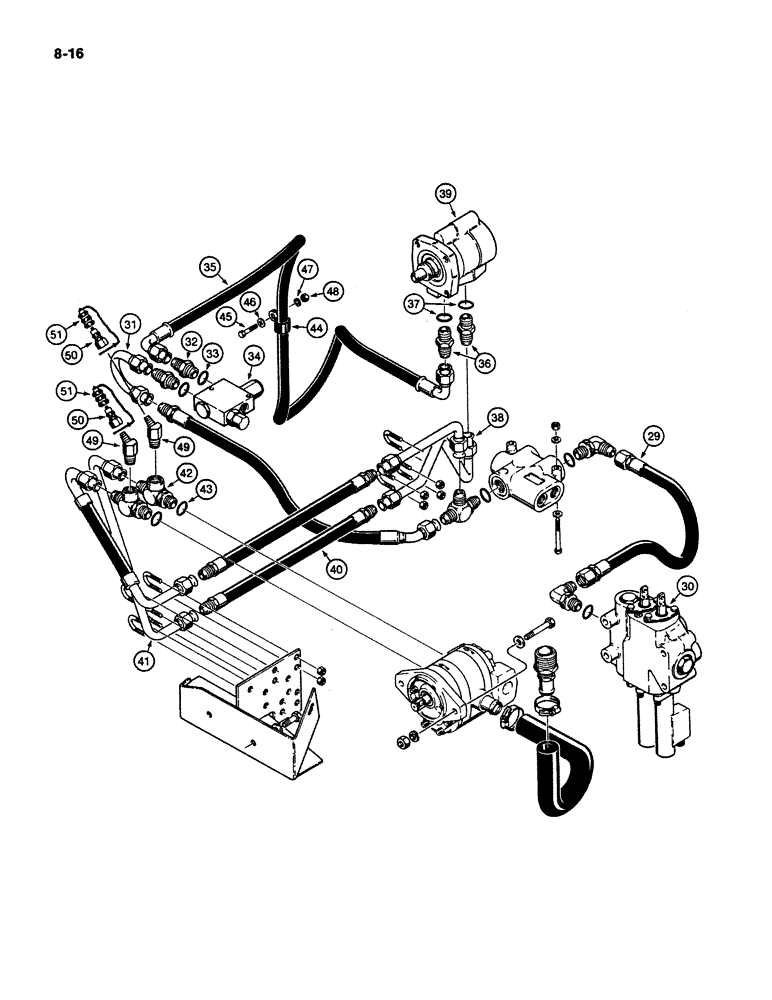 Схема запчастей Case W11B - (8-016) - HYDRAULIC CIRCUIT, PUMP TO LOADER VALVE AND BRAKE ACTUATOR (08) - HYDRAULICS