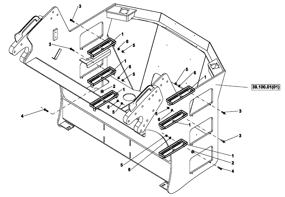 Схема запчастей Case DV210 - (39.100.01[02]) - FRONT FRAME STAIRS (GROUP 210-ND146378) (39) - FRAMES AND BALLASTING