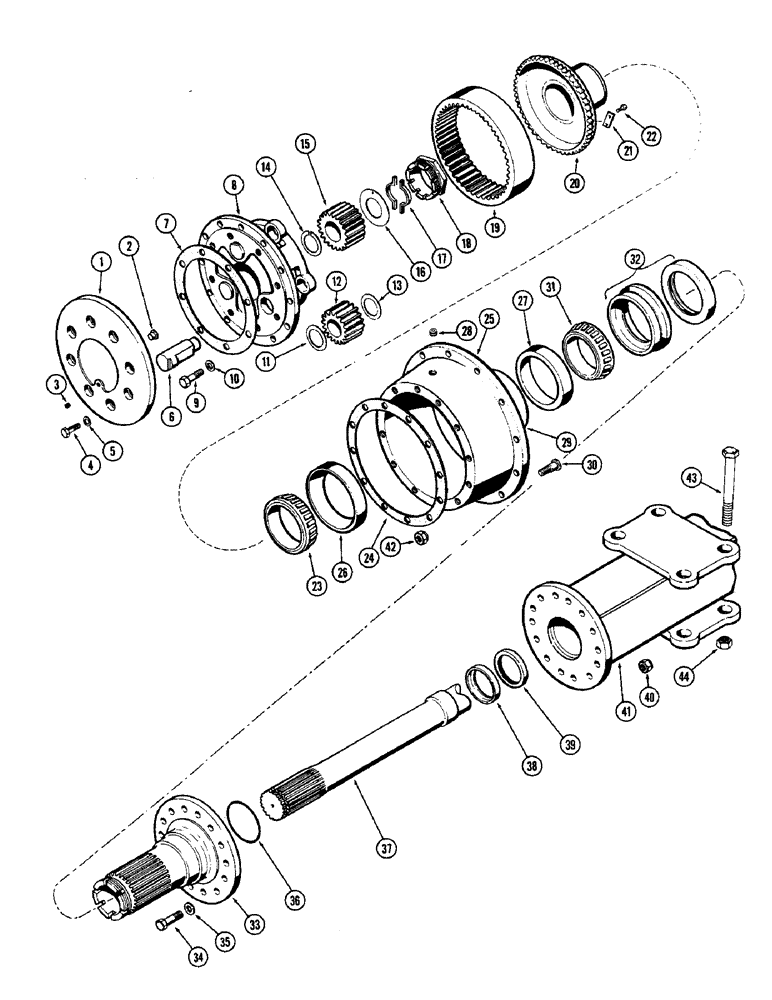 Схема запчастей Case W10 - (102) - FRONT AXLE AND PLANETARY (06) - POWER TRAIN