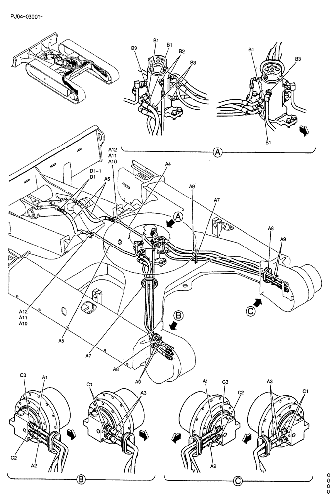 Схема запчастей Case CX50B - (03-012) - HYDRAULIC LINES, LOW (04) - UNDERCARRIAGE