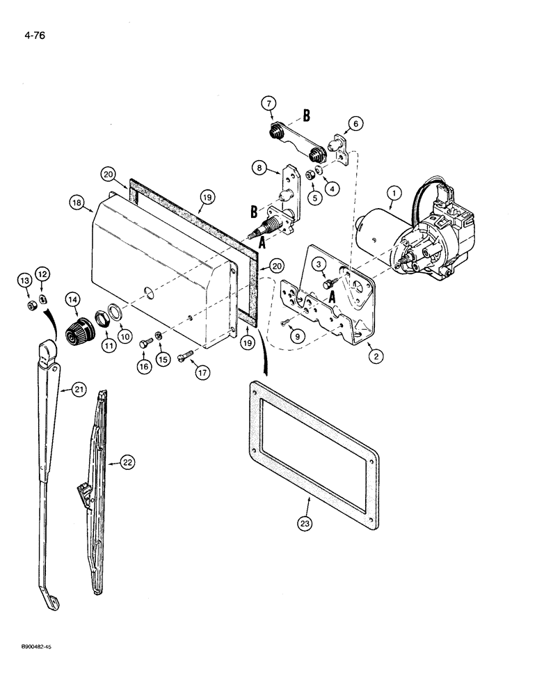 Схема запчастей Case 721 - (4-76) - CAB REAR WIPER (04) - ELECTRICAL SYSTEMS