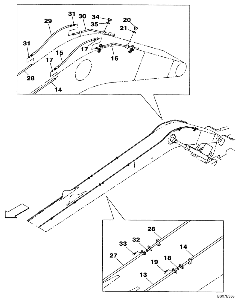 Схема запчастей Case CX240BLR - (08-046) - OPTION LINE (BAR BASE) (08) - HYDRAULICS