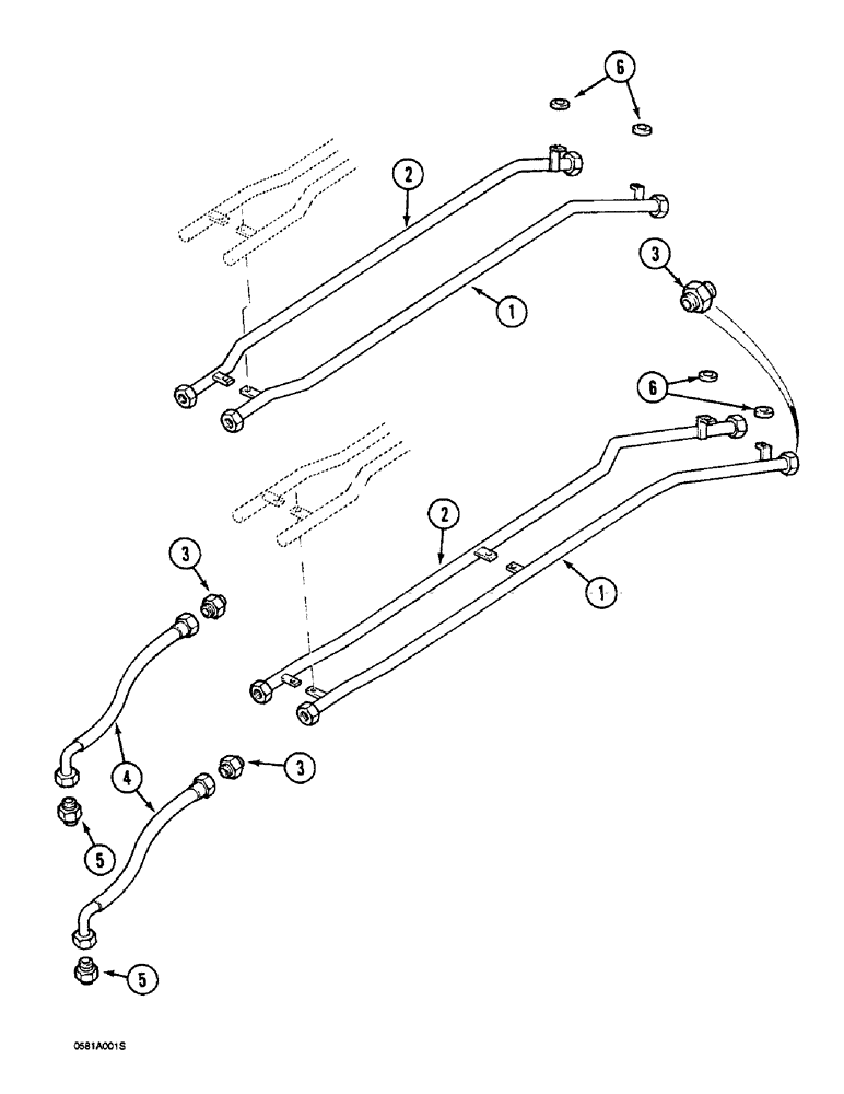 Схема запчастей Case 1088 - (8F-12) - HYDRAULIC CIRCUIT FOR OPTIONS - 2.20 M AND 2.80 M ARMS, TUBES AT ARM FOR WRIST-O-TWIST/ROTATOR (08) - HYDRAULICS