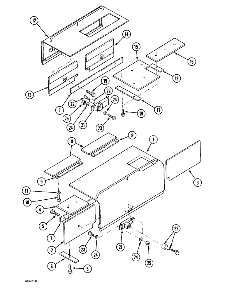 Схема запчастей Case 170C - (9-020) - SIDE ACCESS COVERS, P.I.N. 74501 THROUGH 74662, P.I.N. 02301 THROUGH 02327 (09) - CHASSIS