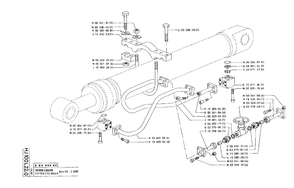 Схема запчастей Case 75C - (HJ100L22.0) - FITTED CYLINDER - 80 X 125 C1000 (07) - HYDRAULIC SYSTEM