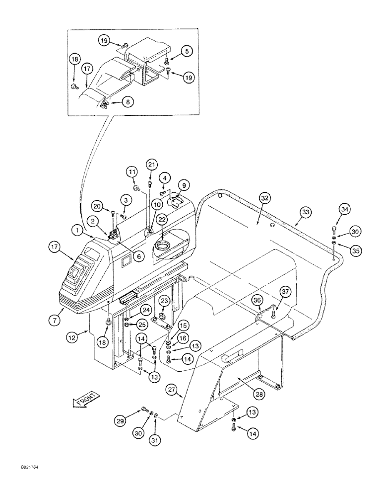 Схема запчастей Case 9030 - (9-24) - RIGHT-HAND CONTROL CONSOLE, REAR AND SIDE COVERS (09) - CHASSIS