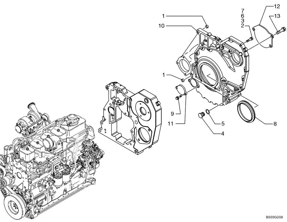 Схема запчастей Case 621D - (02-29) - FLYWHEEL HOUSING (02) - ENGINE