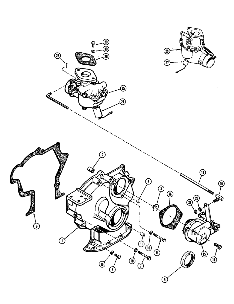 Схема запчастей Case W8E - (050) - TIMING GEAR COVER & GOVERNOR LINKAGE, (377B) SPARK IGNITION (02) - ENGINE