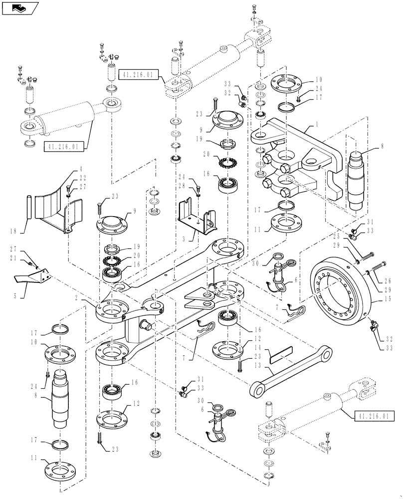 Схема запчастей Case DV207 - (39.100.04) - ARTICULATION JOINT (39) - FRAMES AND BALLASTING