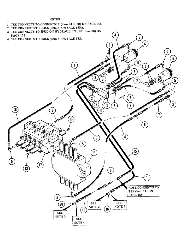 Схема запчастей Case 50 - (156) - HAND CONTROL VALVE TUBING, (USED ON UNITS W/ SN. 6280345 & AFTER) (SN. 6279926 & AFTER) (35) - HYDRAULIC SYSTEMS