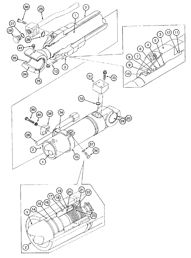 Схема запчастей Case 9050B - (8-190) - ARM CYLINDERS, STANDARD MODELS (08) - HYDRAULICS