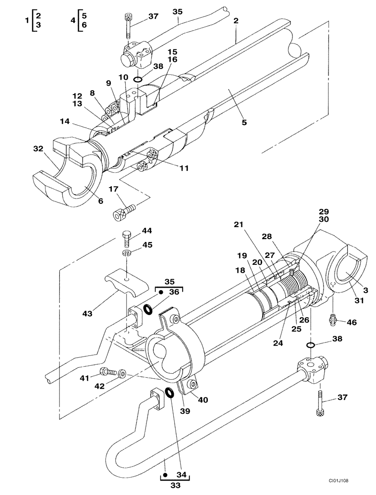 Схема запчастей Case CX330 - (08-82) - CYLINDER ASSY, BOOM, LEFT HAND - MODELS WITHOUT LOAD HOLD (08) - HYDRAULICS