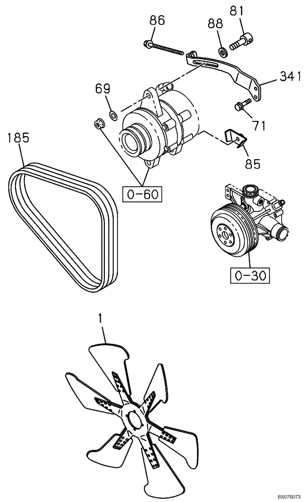 Схема запчастей Case CX460 - (02-32) - BELT AND VENTILATOR - FAN GUARD (02) - ENGINE