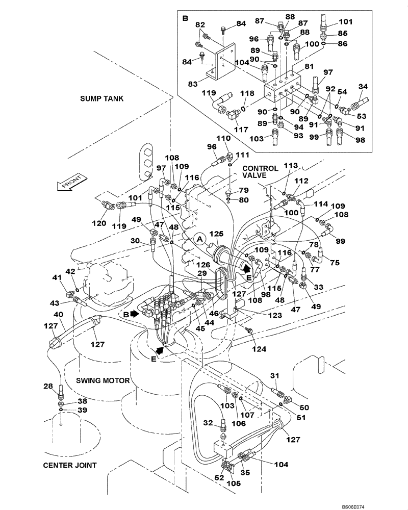 Схема запчастей Case CX800 - (08-035-00[01]) - HYDRAULIC CIRCUIT - PILOT PRESSURE, RETURN LINES (08) - HYDRAULICS