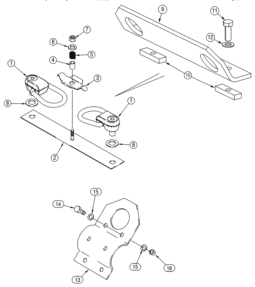 Схема запчастей Case 95XT - (09-40) - CANOPY, ROPS - LIFT HOOK (09) - CHASSIS/ATTACHMENTS