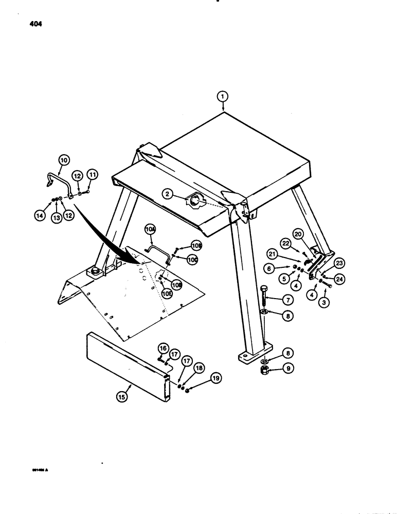 Схема запчастей Case 780B - (404) - ROPS CANOPY AND REAR CLOSURE PANEL (09) - CHASSIS/ATTACHMENTS