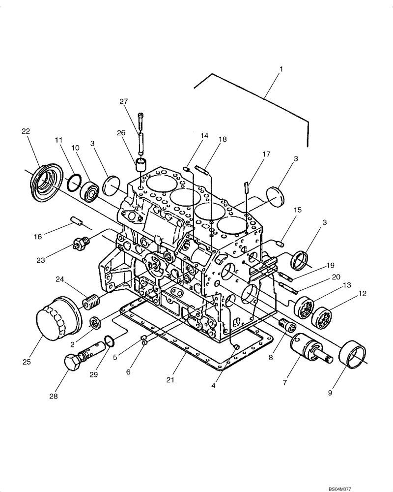 Схема запчастей Case 410 - (02-07) - CYLINDER BLOCK - OIL FILTER (02) - ENGINE