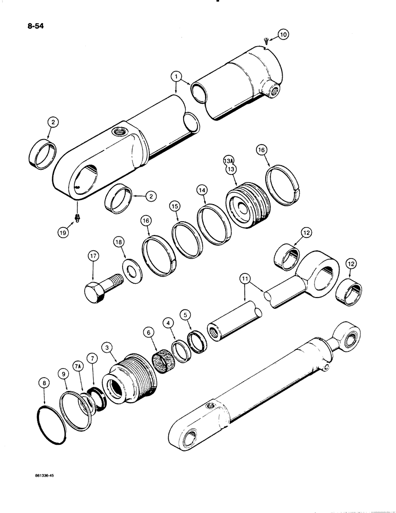 Схема запчастей Case W18B - (8-54) - G109285 AND G109286 BUCKET CYLINDERS (08) - HYDRAULICS