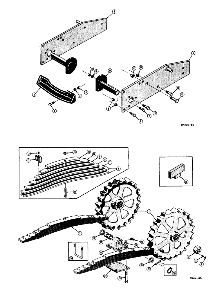 Схема запчастей Case 420B - (052[2]) - SPROCKET AND LEAF SPRING (04) - UNDERCARRIAGE