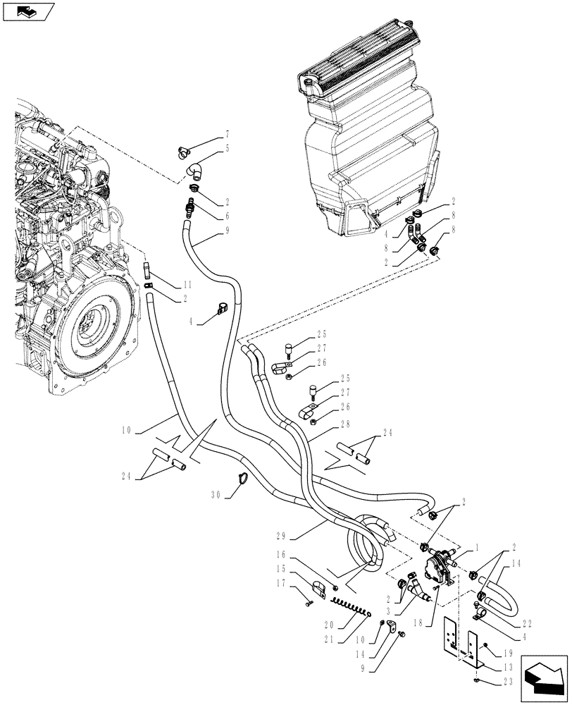 Схема запчастей Case TR270 - (50.100.AC[01]) - HEATER PLUMBING BASIC (SR200,TR270) (50) - CAB CLIMATE CONTROL