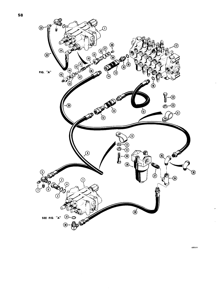 Схема запчастей Case 33 - (058) - BASIC BACKHOE HYDRAULICS 