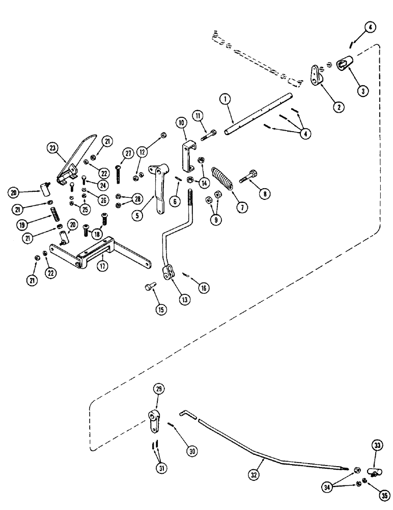 Схема запчастей Case 580 - (023A) - LOWER THROTTLE LINKAGE, (188) DIESEL ENGINE (10) - ENGINE