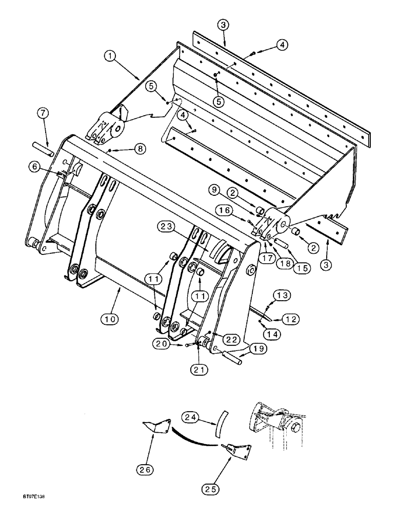 Схема запчастей Case 580SL - (9-016) - LOADER CLAM BUCKET (09) - CHASSIS/ATTACHMENTS