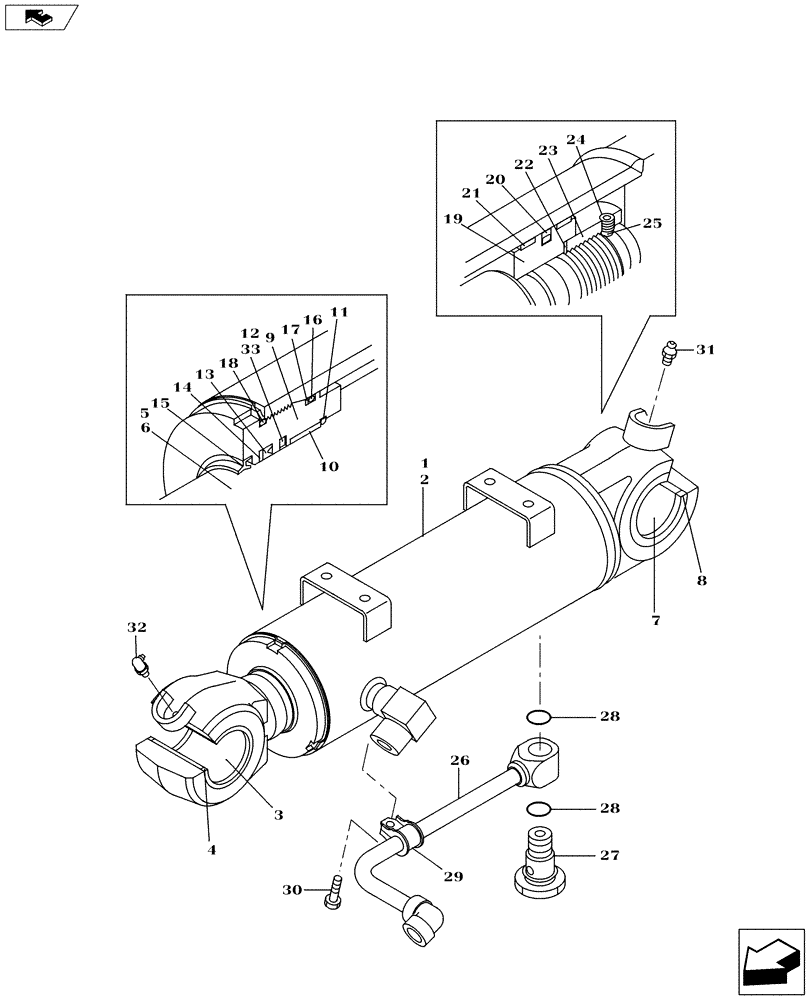 Схема запчастей Case CX235C SR - (35.741.01) - BLADE CYLINDER (35) - HYDRAULIC SYSTEMS